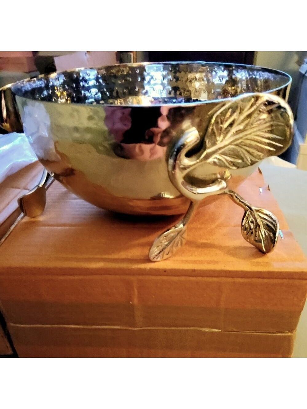 CHEER COLLECTION SILVER PLATED SERVING BOWL LEAF EMBELLISHMENTS - Picture 4 of 6